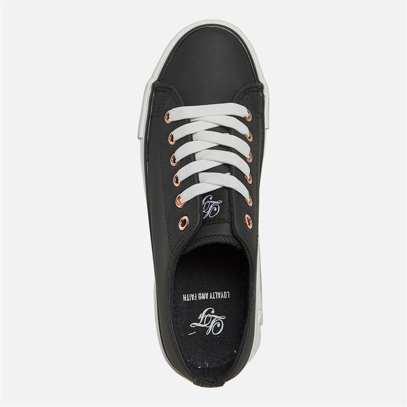Loyalty And Faith Womens Millie PU Platform Trainers Black/Rose Gold - Image 4