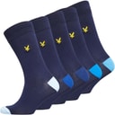 Lyle And Scott Vintage Mens Graham Five Pack Socks Peacoat