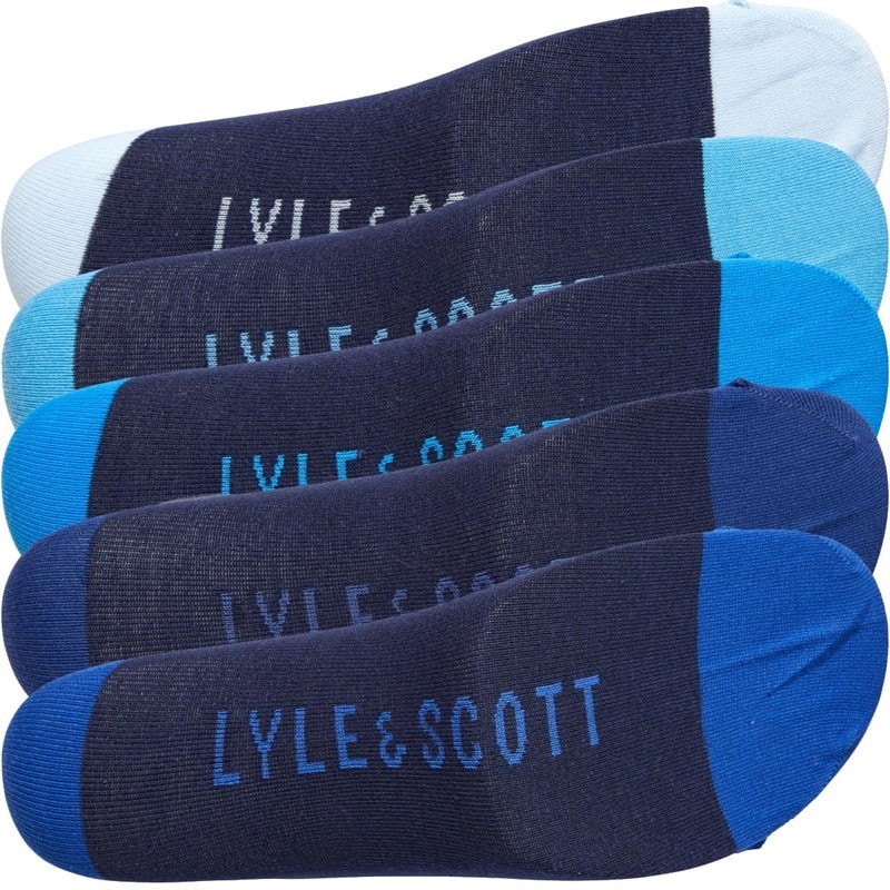 Lyle And Scott Vintage Mens Graham Five Pack Socks Peacoat - Image 2