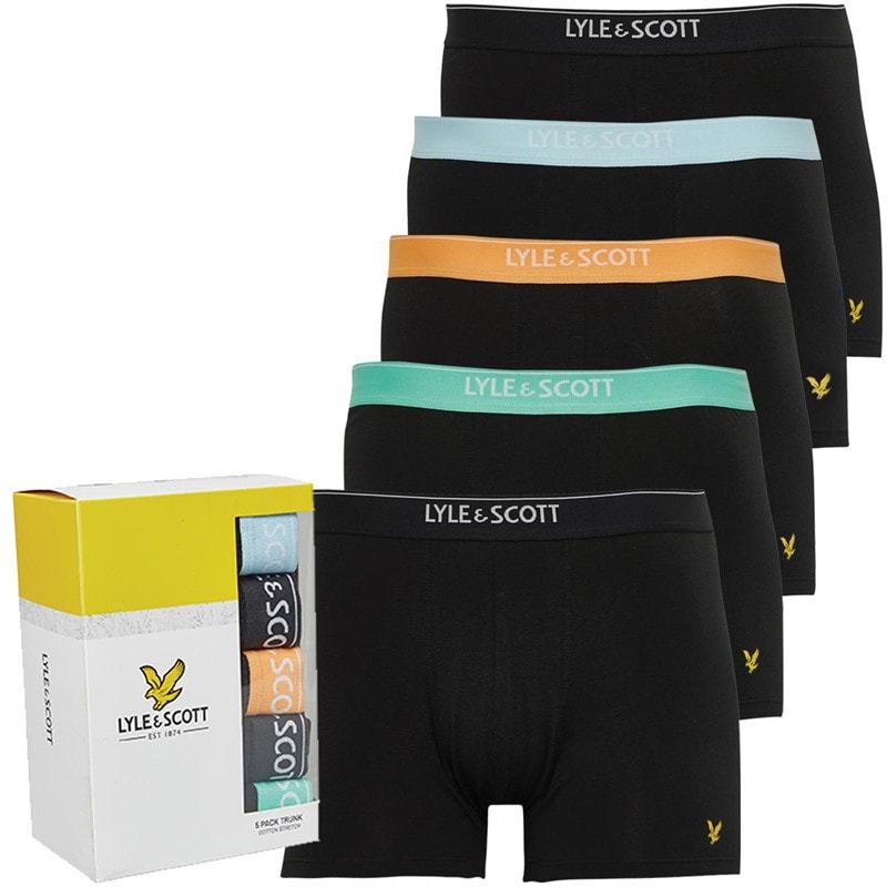 Lyle And Scott Vintage Mens Lyle And Scott Jackson Five Pack Boxer Trunks Black/Multi