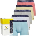 Lyle And Scott Vintage Mens Miller Five Pack Boxer Trunks Cool Blue/Tea Rose/White/French Vanilla/Light Grey Marl
