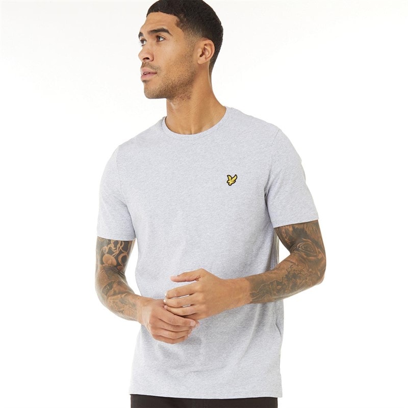 Lyle And Scott Vintage Mens Plain T-Shirt Light Grey Marl