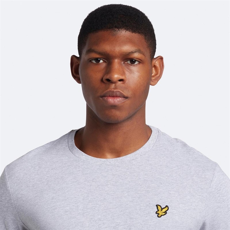 Lyle And Scott Vintage Mens Plain T-Shirt Light Grey Marl - Image 3