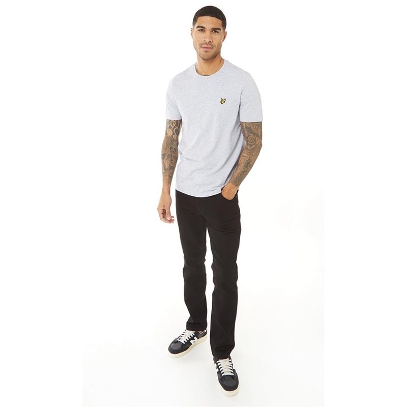 Lyle And Scott Vintage Mens Plain T-Shirt Light Grey Marl - Image 4