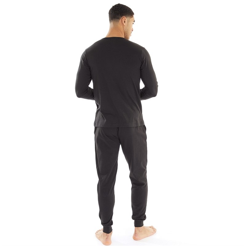 Lyle And Scott Vintage Mens Stanley Long Sleeve Top And Joggers Lounge Set Black - Image 2