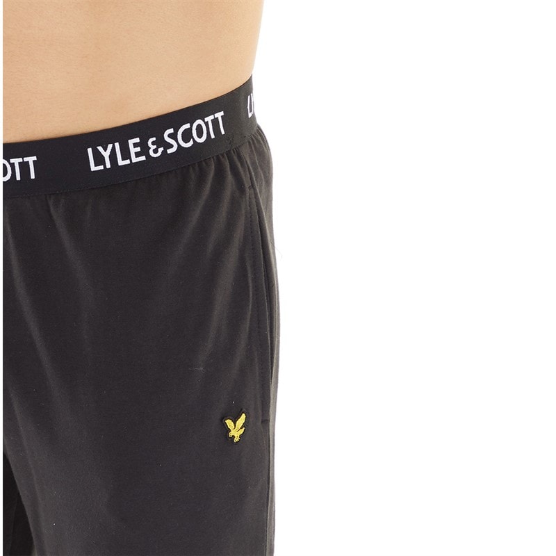 Lyle And Scott Vintage Mens Stanley Long Sleeve Top And Joggers Lounge Set Black - Image 3