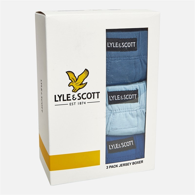 Lyle And Scott Vintage Mens Temi Three Pack Woven Boxers Blue Horizon/Chambray Blue/Nautical Blue - Image 2