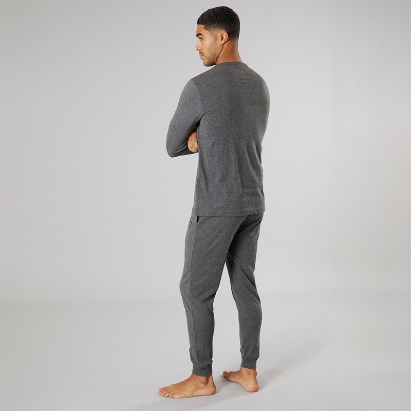 Lyle And Scott Vintage Mens Stanley Long Sleeve Top And Joggers Lounge Set Dark Grey Marl - Image 2