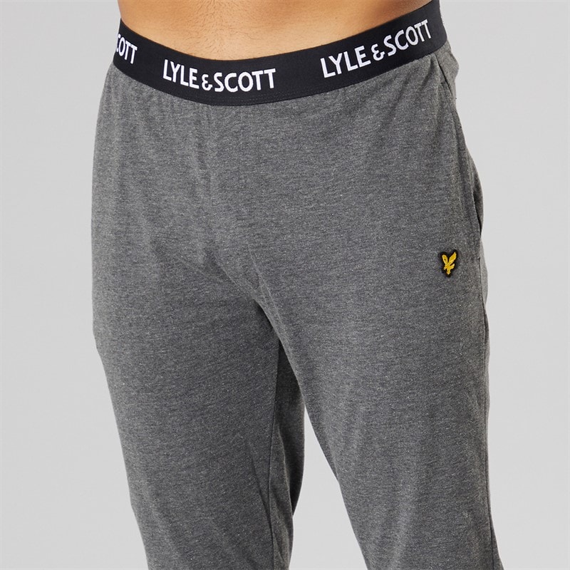 Lyle And Scott Vintage Mens Stanley Long Sleeve Top And Joggers Lounge Set Dark Grey Marl - Image 3