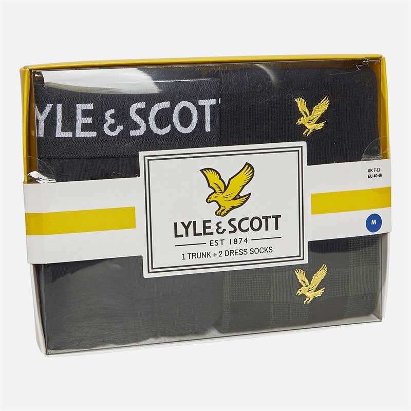 Lyle And Scott Vintage Mens Greg Boxers And Socks Box Gift Set Black/Check - Image 2