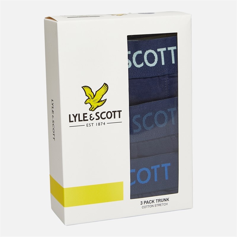 Lyle And Scott Vintage Mens Barclay Three Pack Boxer Trunks Peacoat - Image 2