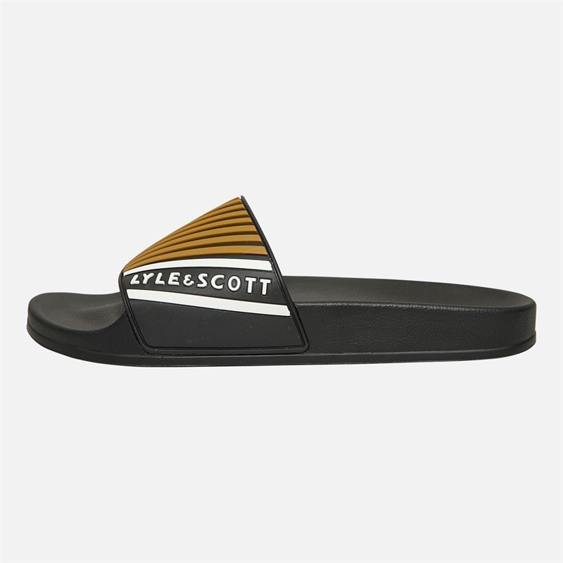 Lyle And Scott Vintage Mens Sanna Sliders X122 Jet Black/White/Yellow - Image 2