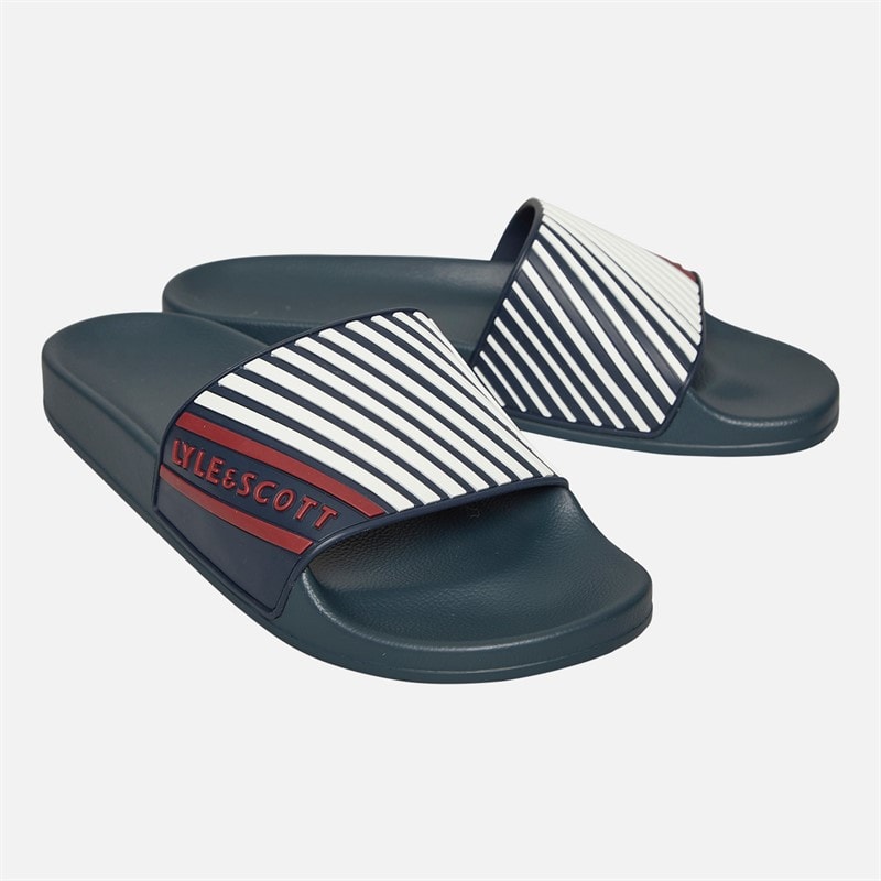 Lyle And Scott Vintage Mens Sanna Sliders X121 Light Navy/White/Tunnel Red - Image 1