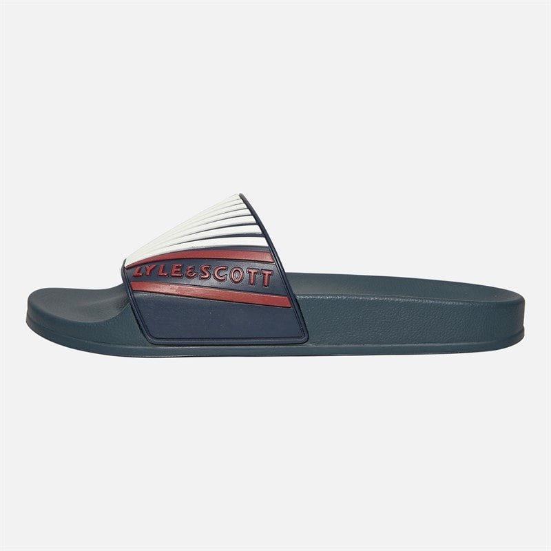 Lyle And Scott Vintage Mens Sanna Sliders X121 Light Navy/White/Tunnel Red - Image 2