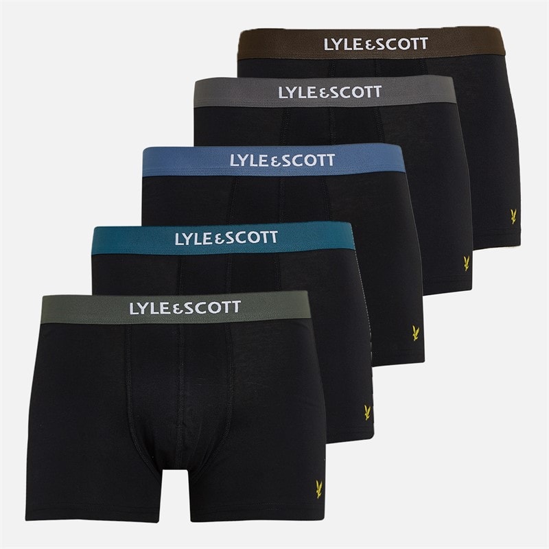 Lyle And Scott Vintage Mens Henrick Five Pack Boxer Trunks Black/Multi
