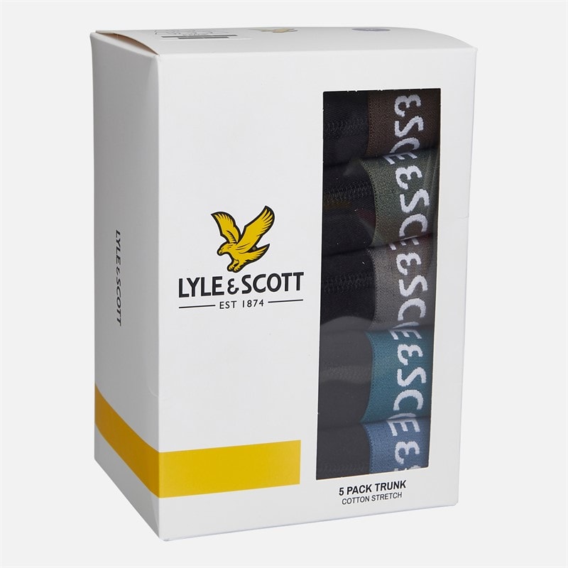 Lyle And Scott Vintage Mens Henrick Five Pack Boxer Trunks Black/Multi - Image 2