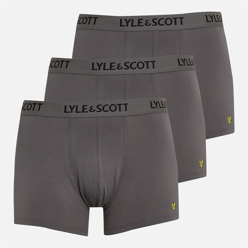 Lyle And Scott Vintage Mens Willoughby Three Pack Boxer Trunks Granite Grey - Image 1