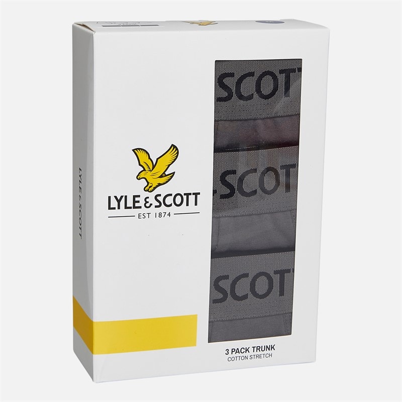 Lyle And Scott Vintage Mens Willoughby Three Pack Boxer Trunks Granite Grey - Image 2