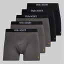 Lyle And Scott Vintage Mens Henrick Five Pack Boxer Trunks Granite Grey/Black