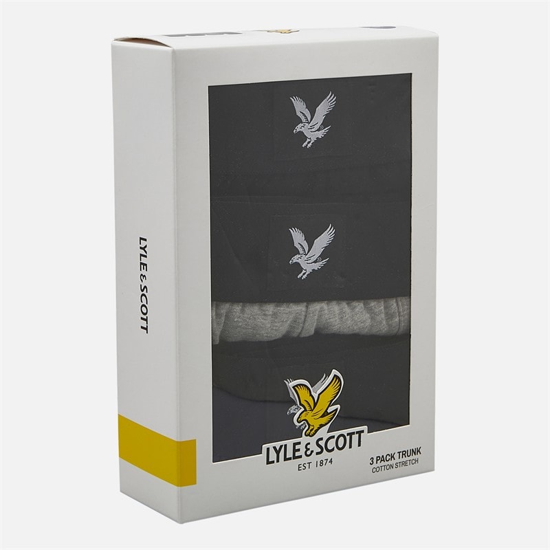 Lyle And Scott Vintage Mens Jagger Three Pack Boxer Trunks Black/Grey Marl/Peacoat - Image 2