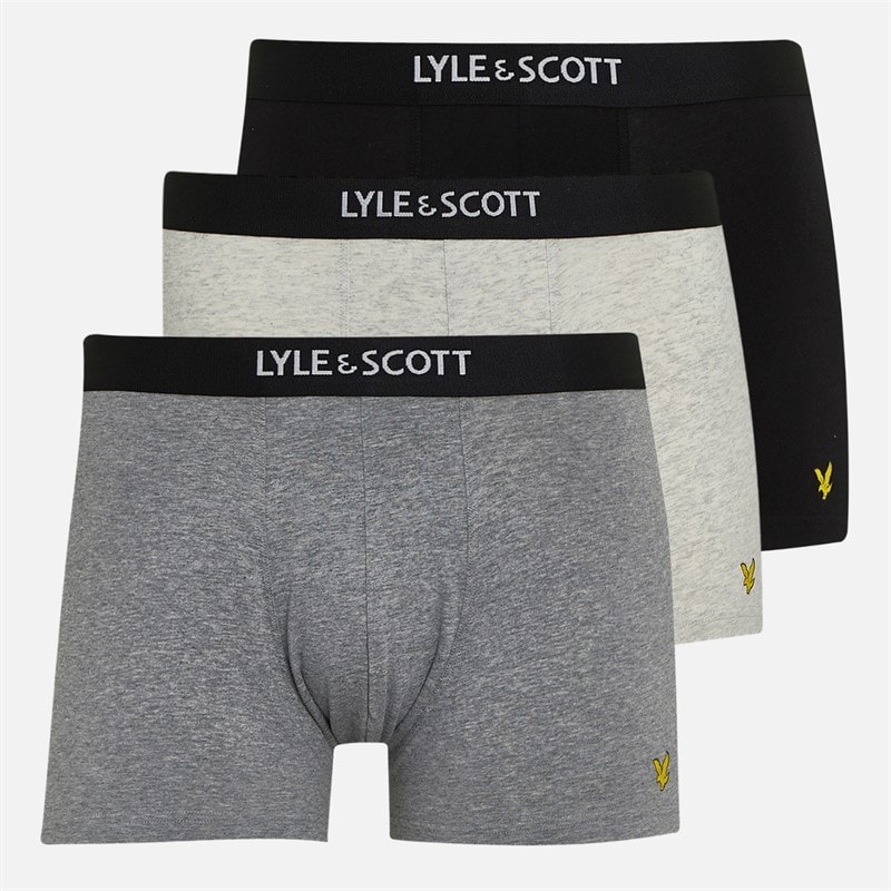 Lyle And Scott Vintage Mens Devon Three Pack Boxer Trunks Antique White Marl/Grey Marl/Black