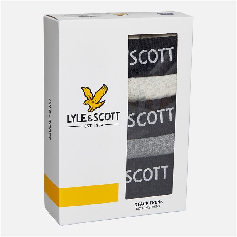 Lyle And Scott Vintage Mens Devon Three Pack Boxer Trunks Antique White Marl/Grey Marl/Black - Image 2