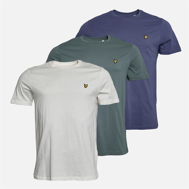Lyle And Scott Vintage Mens Three Pack Lightweight T-Shirts Chalk/Cool Indigo/Green Mercurial - Image 1