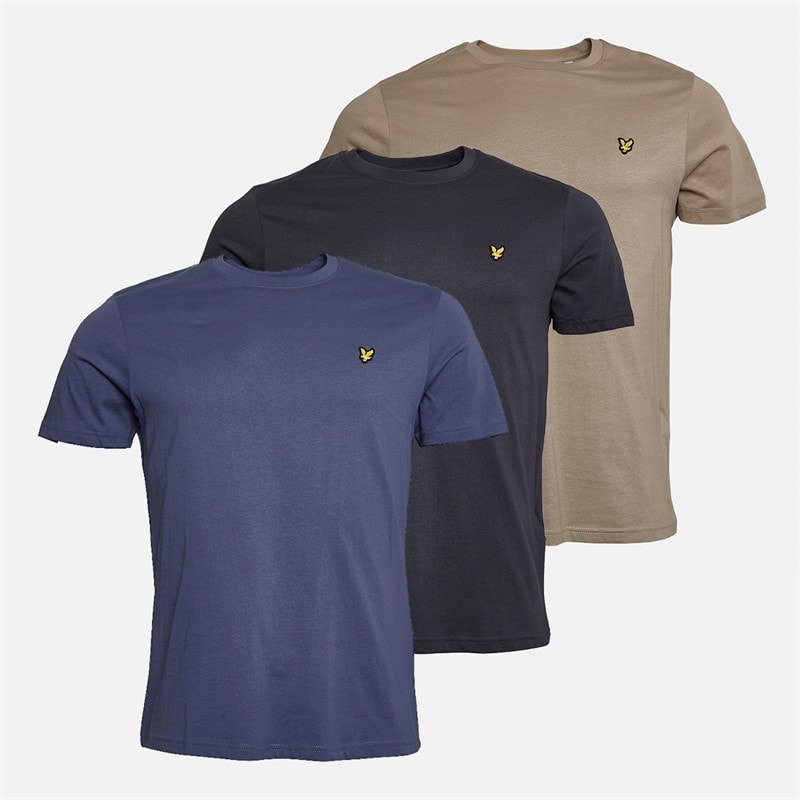 Lyle And Scott Vintage Mens Three Pack Lightweight T-Shirts Charcoal/Sage Uniform/Cool Indigo - Image 1