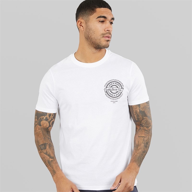 Lyle And Scott Vintage Mens Crafted For The Bold Graphic T-Shirt White - Image 2