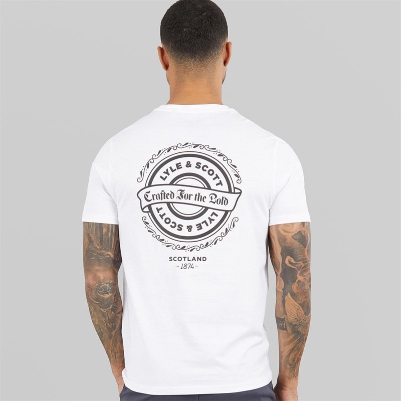 Lyle And Scott Vintage Mens Crafted For The Bold Graphic T-Shirt White - Image 3