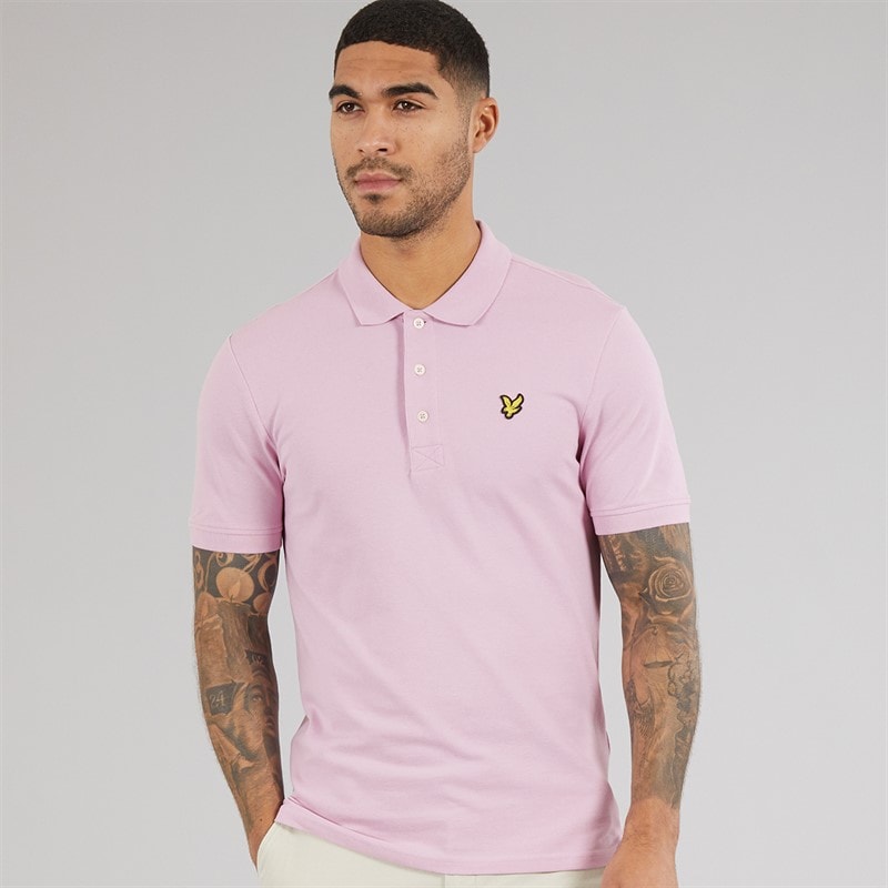 Lyle And Scott Vintage Mens Plain Polo Shirt Pink Light