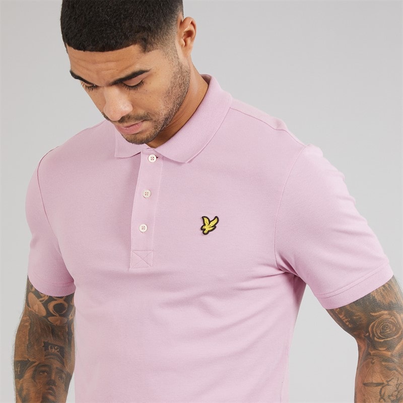 Lyle And Scott Vintage Mens Plain Polo Shirt Pink Light - Image 3
