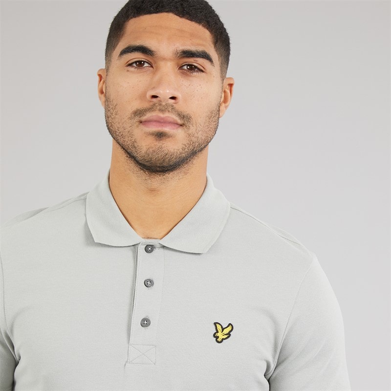 Lyle And Scott Vintage Mens Plain Polo Shirt Cold Grey - Image 3