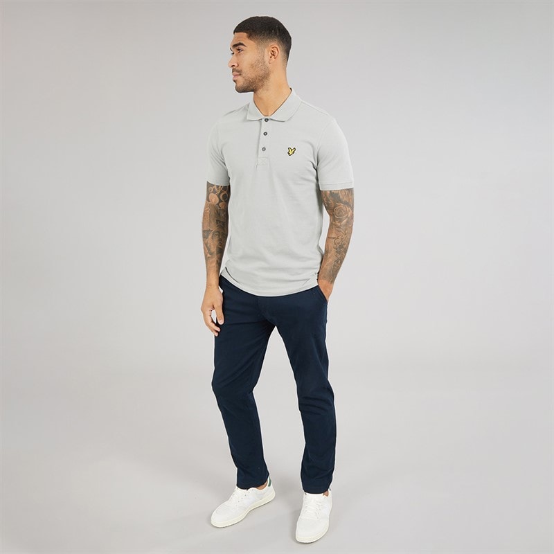 Lyle And Scott Vintage Mens Plain Polo Shirt Cold Grey - Image 4