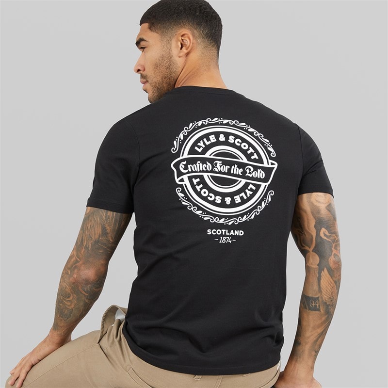 Lyle And Scott Vintage Mens Crafted For The Bold Graphic T-Shirt Jet Black