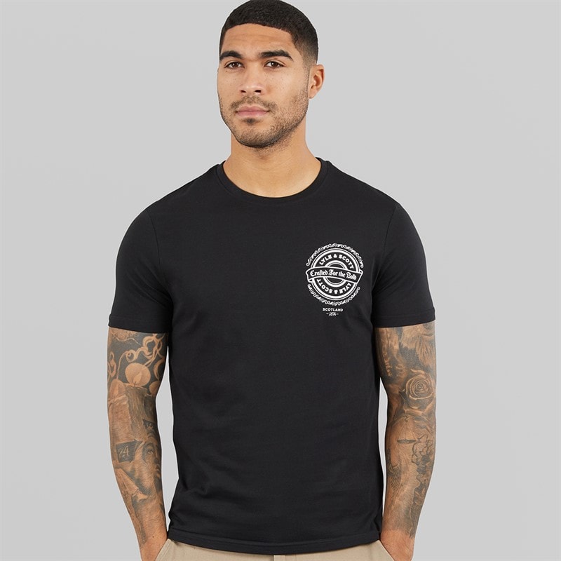 Lyle And Scott Vintage Mens Crafted For The Bold Graphic T-Shirt Jet Black - Image 2