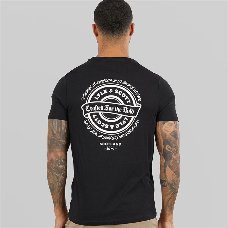 Lyle And Scott Vintage Mens Crafted For The Bold Graphic T-Shirt Jet Black - Image 3