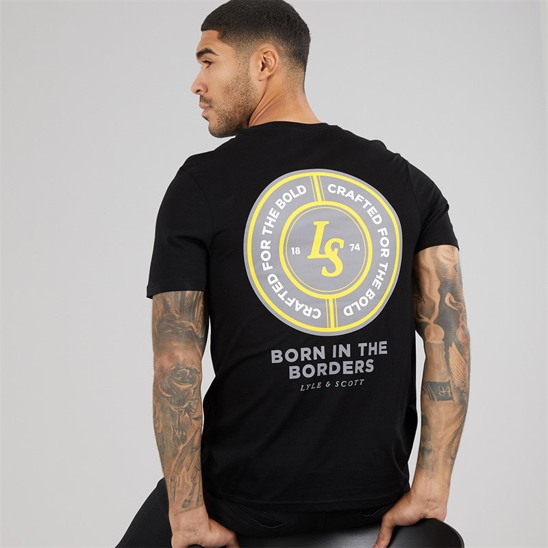 Lyle And Scott Vintage Mens Made In The Borders Graphic T-Shirt Jet Black