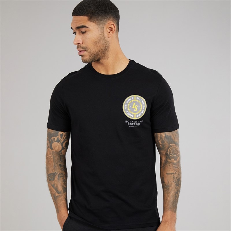 Lyle And Scott Vintage Mens Made In The Borders Graphic T-Shirt Jet Black - Image 2