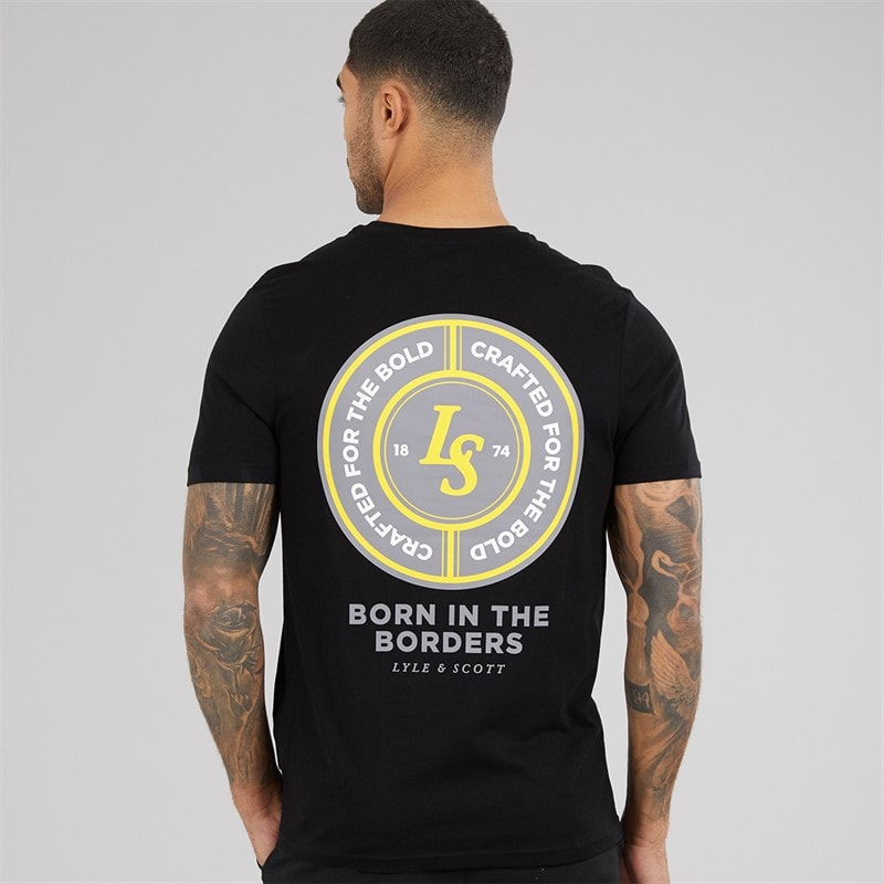 Lyle And Scott Vintage Mens Made In The Borders Graphic T-Shirt Jet Black - Image 3
