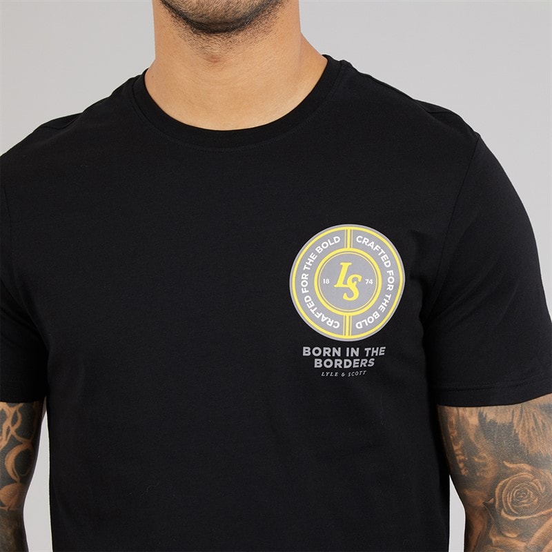 Lyle And Scott Vintage Mens Made In The Borders Graphic T-Shirt Jet Black - Image 5
