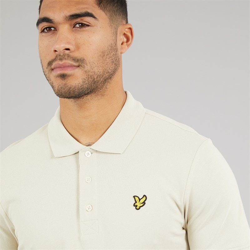 Lyle And Scott Vintage Mens Plain Polo Shirt Grey Taupe - Image 3