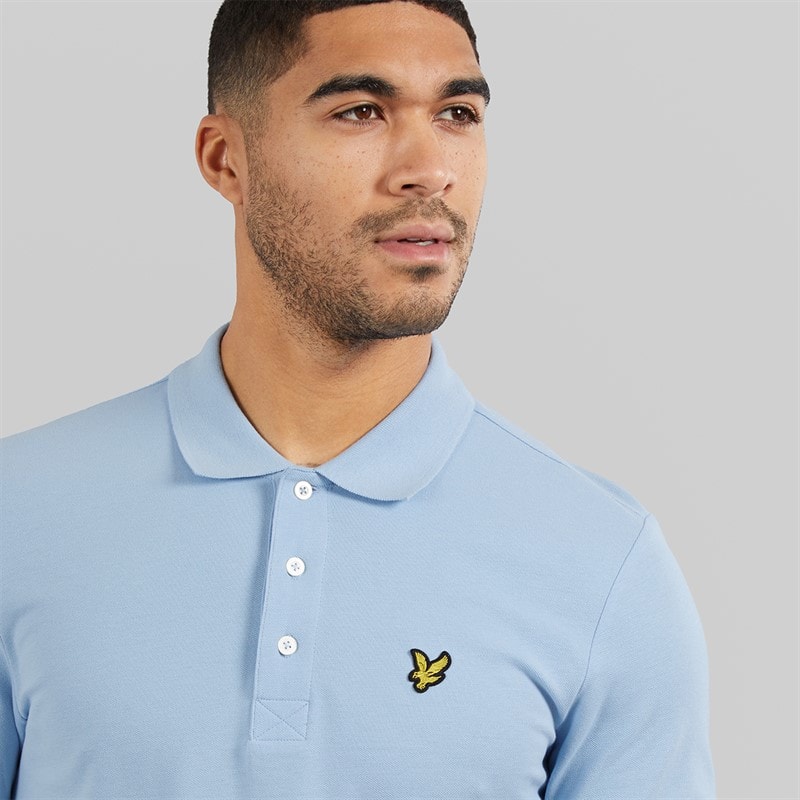 Lyle And Scott Vintage Mens Plain Polo Shirt Light Blue - Image 3