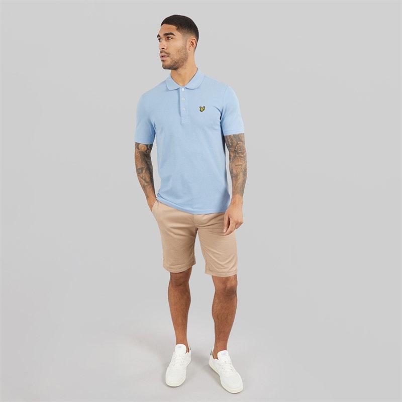 Lyle And Scott Vintage Mens Plain Polo Shirt Light Blue - Image 4