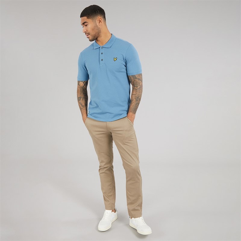 Lyle And Scott Vintage Mens Plain Polo Shirt Ocean Sky - Image 3