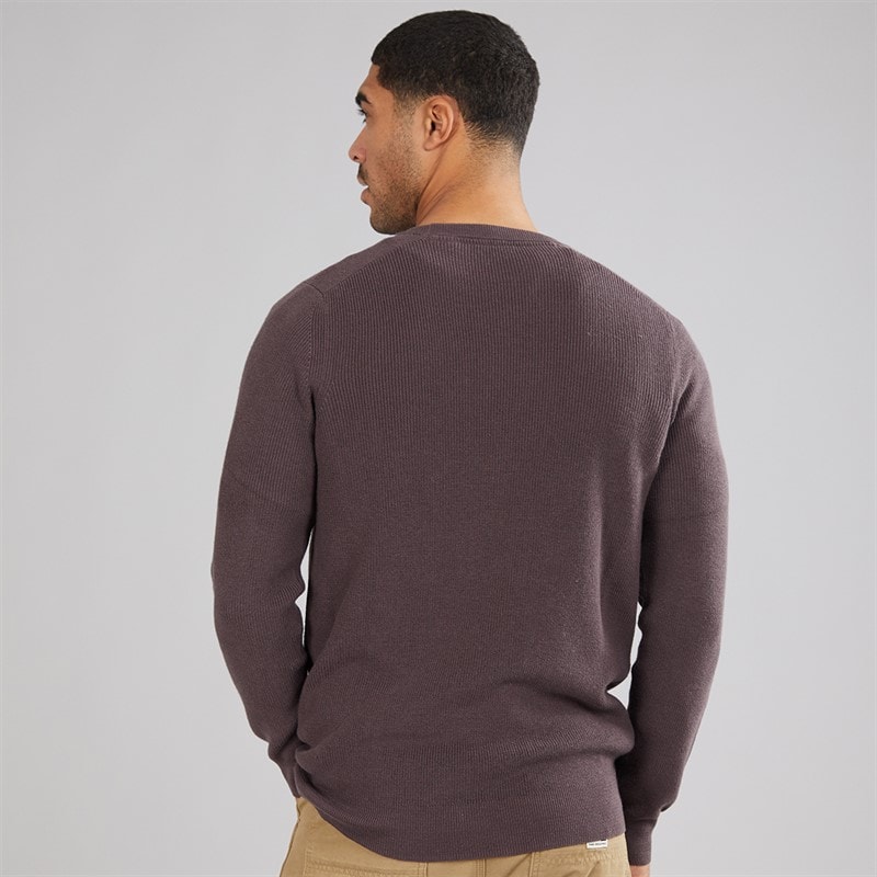 Lyle And Scott Vintage Mens Engineered Rib Crew Neck Jumper Espresso - Image 2