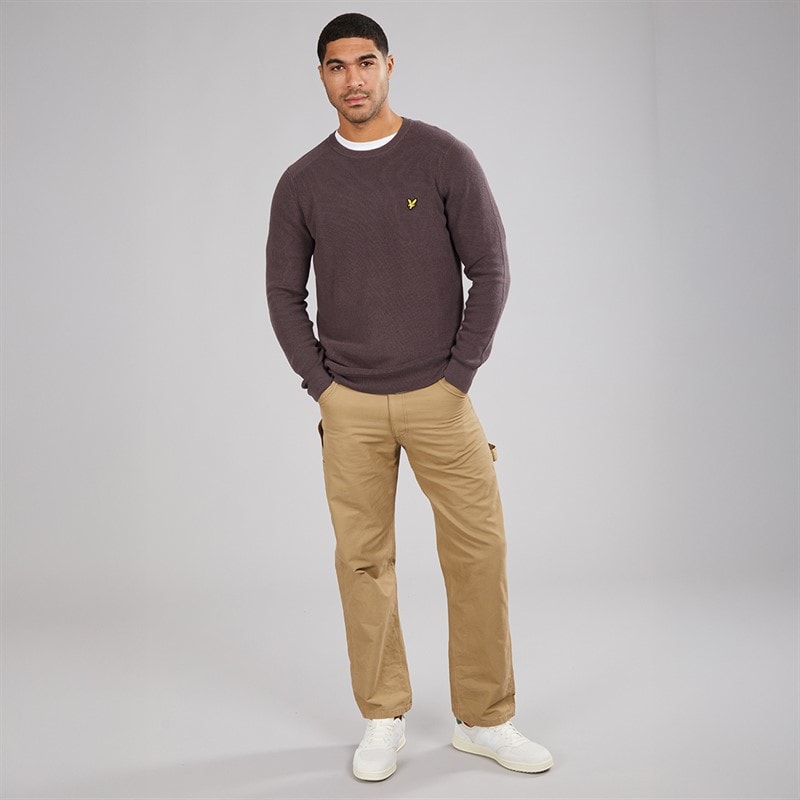 Lyle And Scott Vintage Mens Engineered Rib Crew Neck Jumper Espresso - Image 4