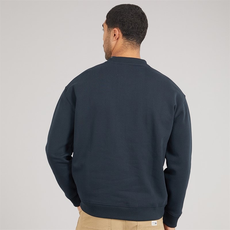 Lyle And Scott Vintage Mens Script Heavyweight Crew Neck Sweatshirt Dark Navy - Image 2