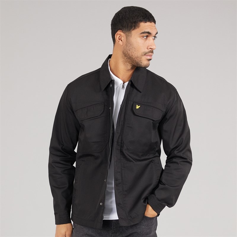 Lyle And Scott Vintage Mens Multi Pocket Overshirt Jet Black - Image 1