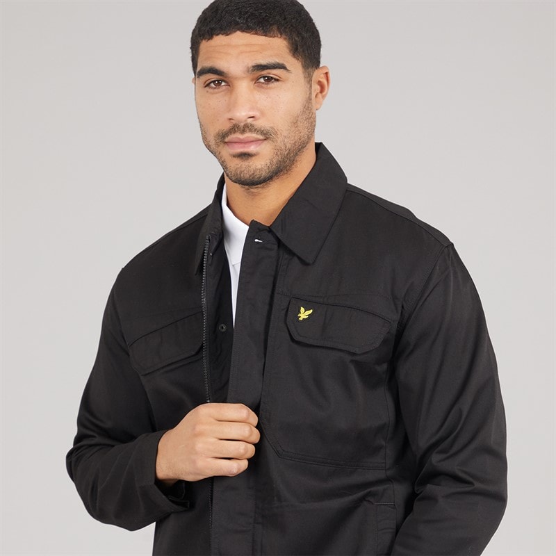 Lyle And Scott Vintage Mens Multi Pocket Overshirt Jet Black - Image 3